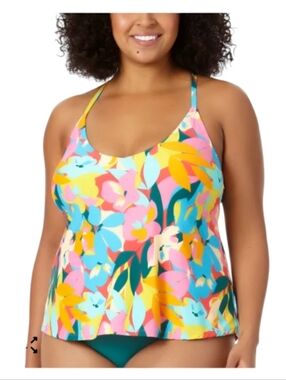 NEW Anne Cole Plumeria Easy Tankini Top & 3 Way Bottoms Size 20W $146